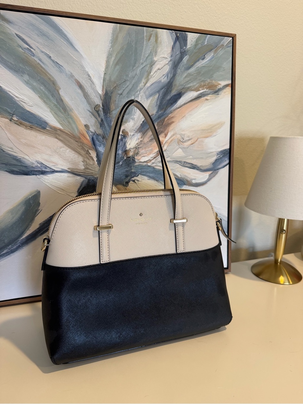 kate spade Two-Tone Dome Satchel - Black and Cream